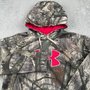 Under Armour Hoodie Womens XL Mossy Oak Camo Camouflage Hunting Fleece Pullover